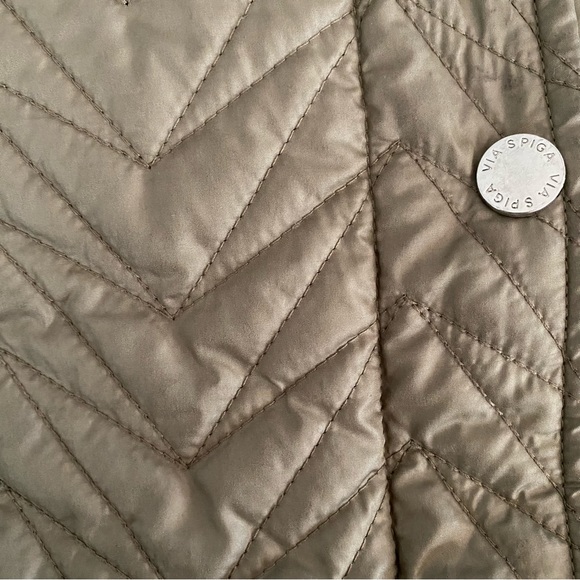 Via Spiga jacket zig zag quilted midi puffer SZ S. NWOT Color Sage. - Picture 14 of 15